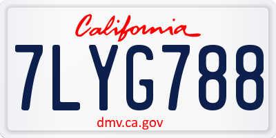 CA license plate 7LYG788