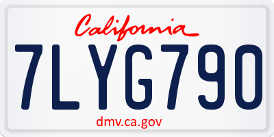 CA license plate 7LYG790