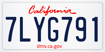 CA license plate 7LYG791