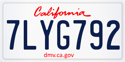 CA license plate 7LYG792