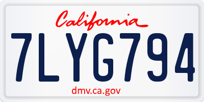 CA license plate 7LYG794