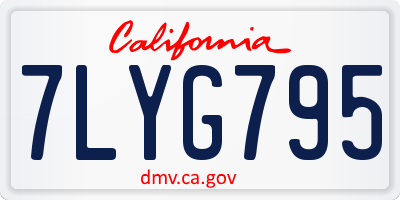 CA license plate 7LYG795