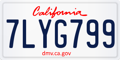 CA license plate 7LYG799