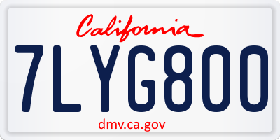 CA license plate 7LYG800
