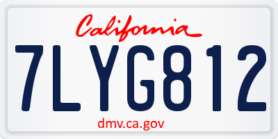 CA license plate 7LYG812