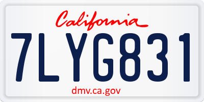 CA license plate 7LYG831
