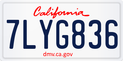 CA license plate 7LYG836