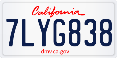 CA license plate 7LYG838
