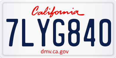 CA license plate 7LYG840