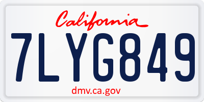 CA license plate 7LYG849