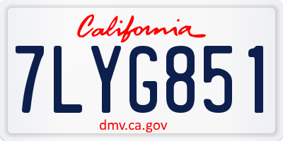 CA license plate 7LYG851