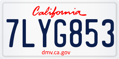 CA license plate 7LYG853