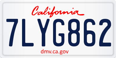 CA license plate 7LYG862