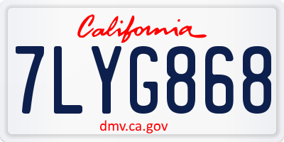 CA license plate 7LYG868
