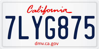 CA license plate 7LYG875
