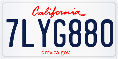 CA license plate 7LYG880