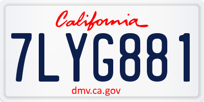 CA license plate 7LYG881