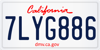 CA license plate 7LYG886