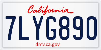 CA license plate 7LYG890