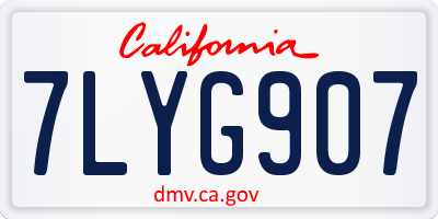 CA license plate 7LYG907