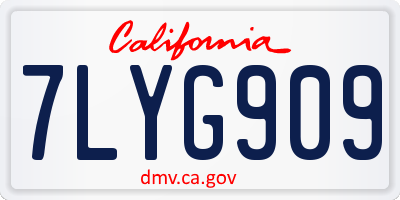 CA license plate 7LYG909