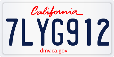 CA license plate 7LYG912