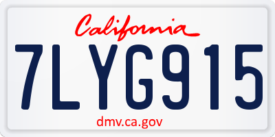 CA license plate 7LYG915