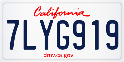 CA license plate 7LYG919
