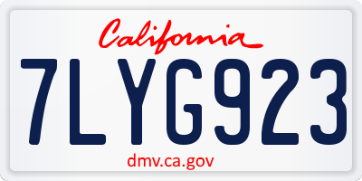 CA license plate 7LYG923