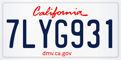 CA license plate 7LYG931