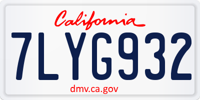 CA license plate 7LYG932