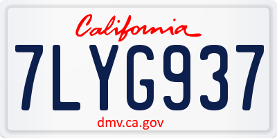 CA license plate 7LYG937