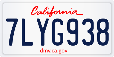 CA license plate 7LYG938