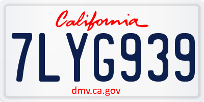 CA license plate 7LYG939