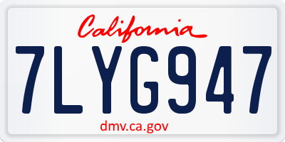 CA license plate 7LYG947