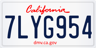CA license plate 7LYG954