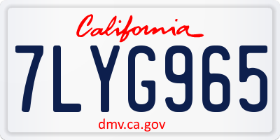CA license plate 7LYG965