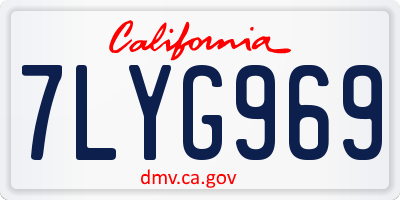 CA license plate 7LYG969