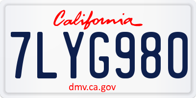 CA license plate 7LYG980
