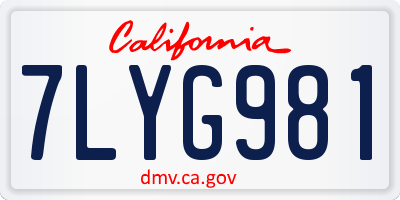 CA license plate 7LYG981