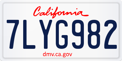 CA license plate 7LYG982