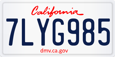 CA license plate 7LYG985