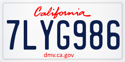 CA license plate 7LYG986