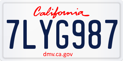 CA license plate 7LYG987