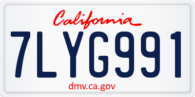 CA license plate 7LYG991