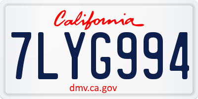 CA license plate 7LYG994