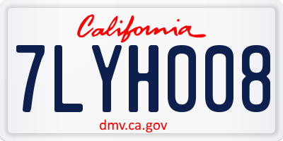 CA license plate 7LYH008