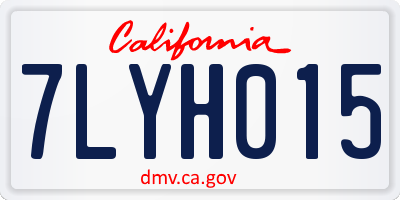 CA license plate 7LYH015