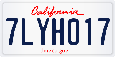 CA license plate 7LYH017