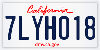 CA license plate 7LYH018